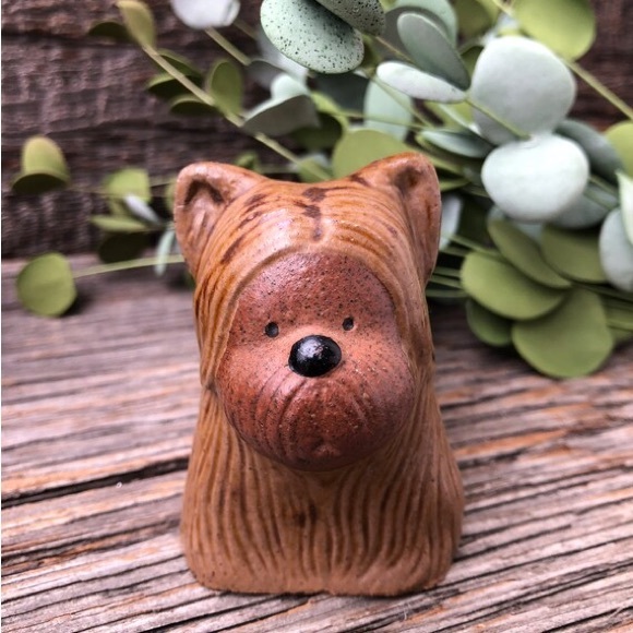 Cute Vintage Dog Figurine ceramic Maltese or Silky Terrier Vtg clay Terracotta🤎 - Picture 3 of 11